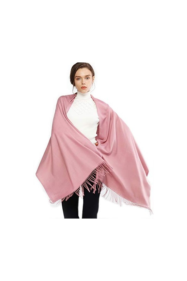 RIIQIICHY Cachemire Hiver Chaud Écharpe Pashmina Châle Wrap Pour Femmes et Hommes Rose Longues Grandes Écharpes Douces,Rose-2