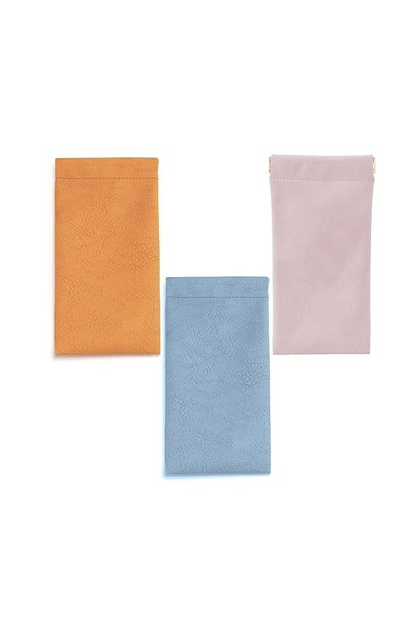 ZOOXF Étuis à Lunettes Souples 4 Pièces Étui Lunettes de Soleil Cuir Souple Pochette Lunettes de Soleil Souple en Cuir Portab