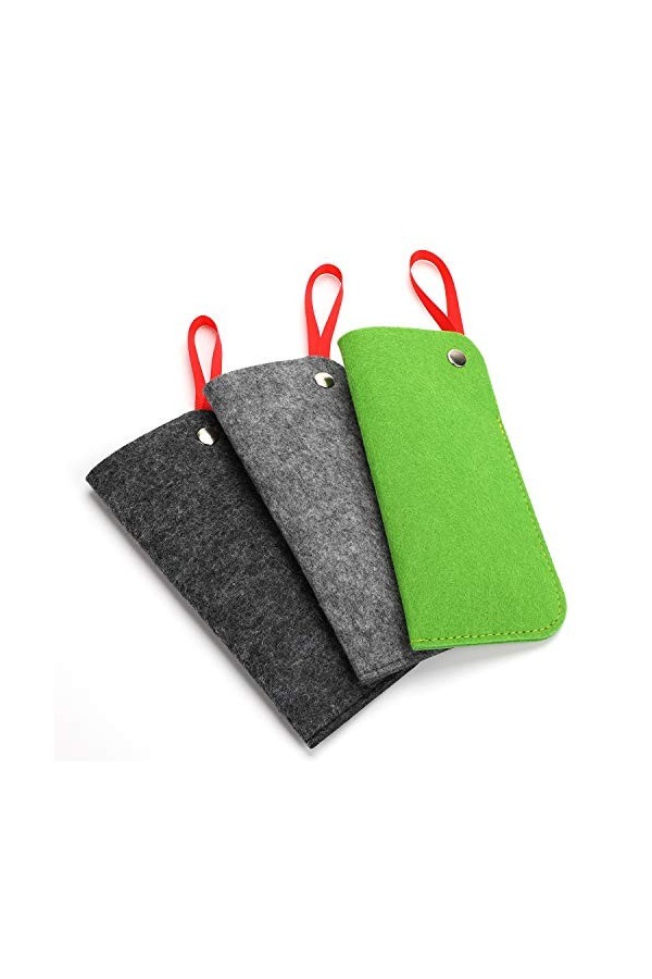 Hifot Doux Étuis à Lunettes 3 pièce, Feutre Voyage Portable Slip dans Lunettes Cas Lunettes de Soleil Poche