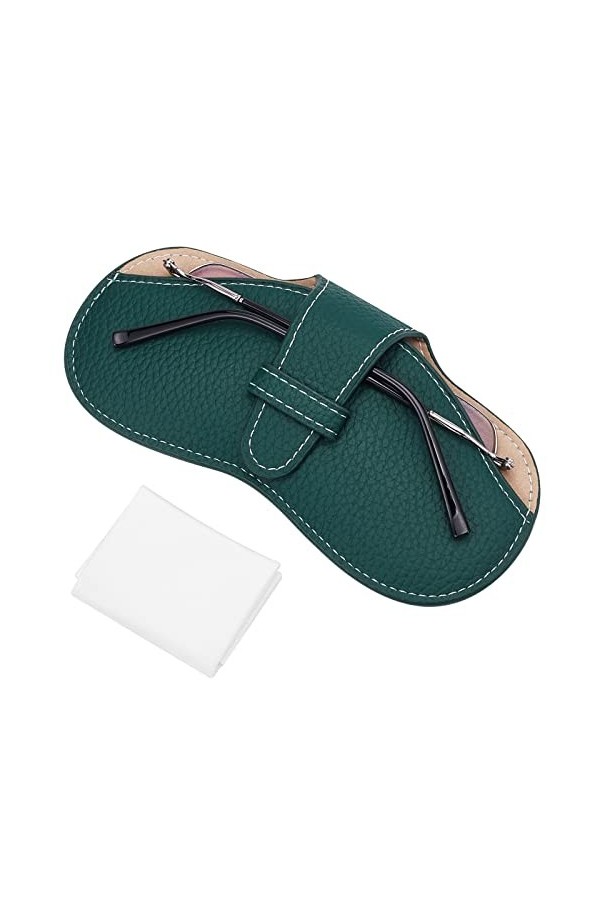 CREATCABIN Étui à Lunettes en Cuir Pochette pour Lunettes Soleil Portable Doux Slim Squeeze Porte-Lunettes Housse Sac avec Ch