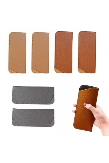 ZEACCT 6 Pièces Pochette à Lunettes en Portable, Sac à Lunettes Anti Rayures, Sac de Lunettes en Feutre, PU Cuir Étui à Lunet