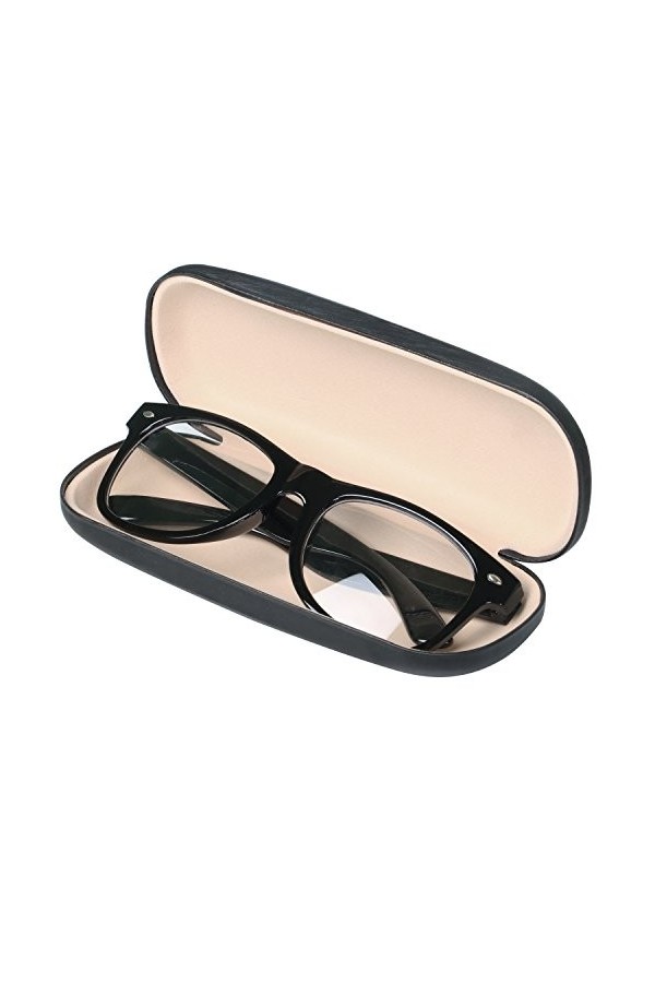 TRIXES Etui Lunettes Noir en Simili Cuir pour à Cadres Petits ou Moyens boîtier lunettes rigide