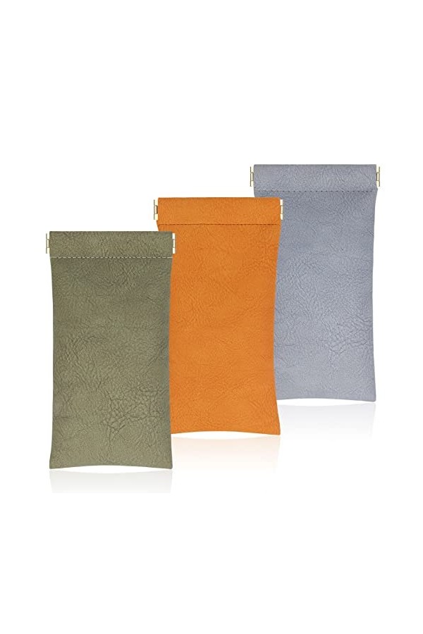 3 pièces Étui pour Lunettes de Soleil,Souple PU Cuir Sac Lunettes de Poche Portable, Boitier Lunettes pour Femme Homme Enfant