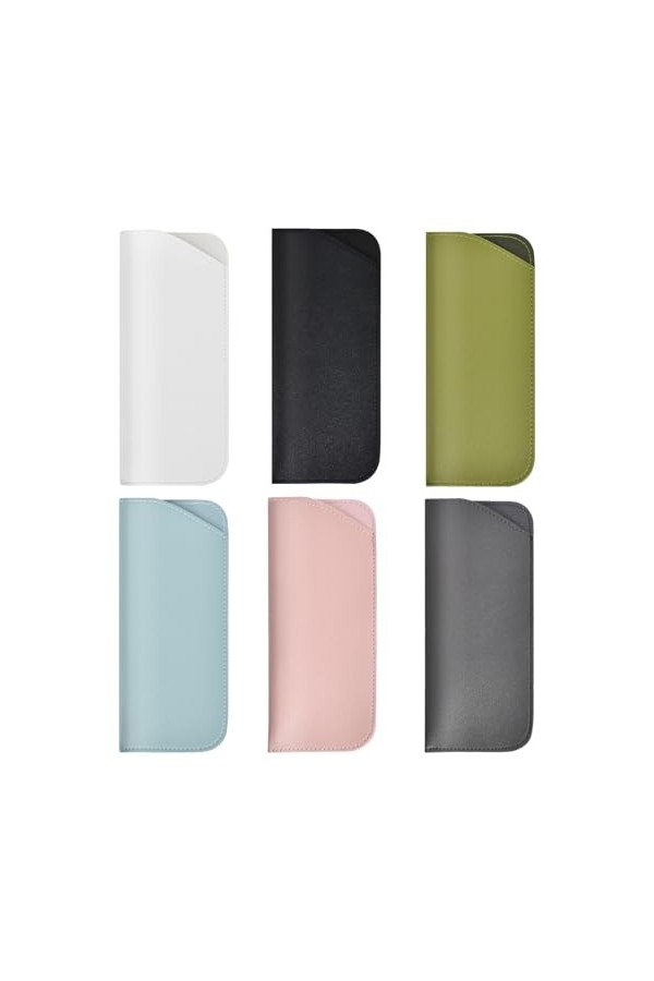 Colexy 6 Pièces Étuis à Lunettes Souples, Pochette Lunettes de Soleil Sac Portable Étui Lunettes Cuir Pu Étui à Lunettes Femm