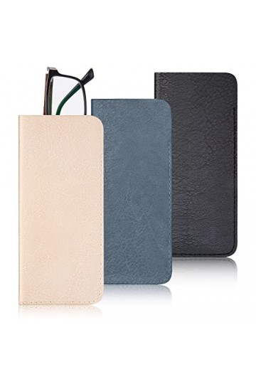 Hifot étui Lunettes Souple 3 pièces, PU Cuir Boitier Lunettes Lecture Sac pour Femme Homme Enfant