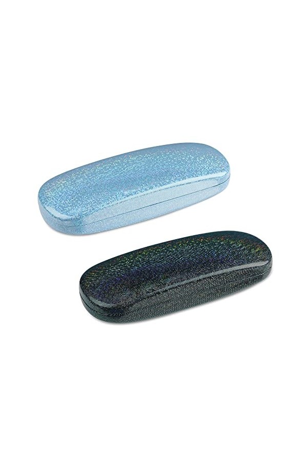 molshine Lot de 2 lunettes à coque dure scintillante, étui à lunettes lisse et scintillant portable pour hommes, femmes, fill