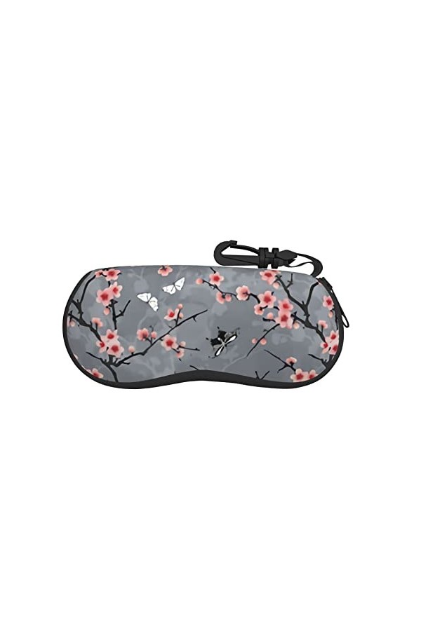 AOOEDM Étui à lunettes gris fleur de cerisier avec mousqueton étui à lunettes de soleil Portable étuis à lunettes pour femmes