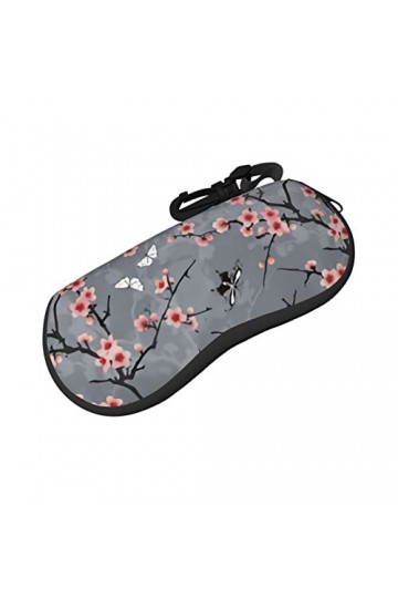 AOOEDM Étui à lunettes gris fleur de cerisier avec mousqueton étui à lunettes de soleil Portable étuis à lunettes pour femmes
