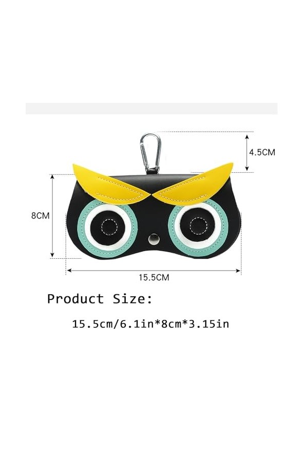 FZSECRIU Etui Lunettes Souple, Yeux de Hibou Etui Lunettes Enfant, Rangement Lunettes, Boite a Lunette,Etui Lunettes Cuir, Po