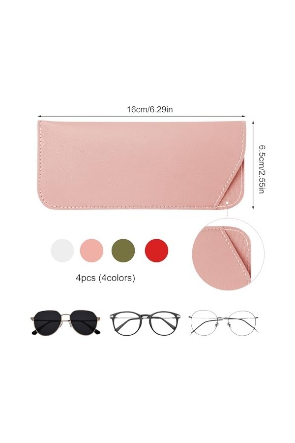 NQEUEPN 4pcs Étuis à Lunettes Souples, 6,5 x 16cm Étui à Lunettes de Soleil Souple Étui à Lunettes de Soleil Pochette Étui&nbsp;à&nbsp;