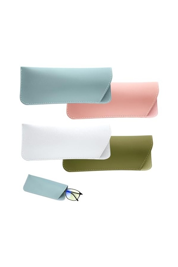 NQEUEPN 4pcs Étuis à Lunettes Souples 6,5 x 16cm, Étui à Lunettes de Soleil Souple Étui à Lunettes de Soleil Pochette Souple 