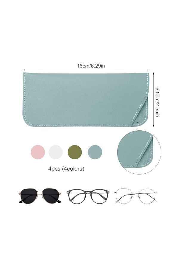 NQEUEPN 4pcs Étuis à Lunettes Souples 6,5 x 16cm, Étui à Lunettes de Soleil Souple Étui à Lunettes de Soleil Pochette Souple 