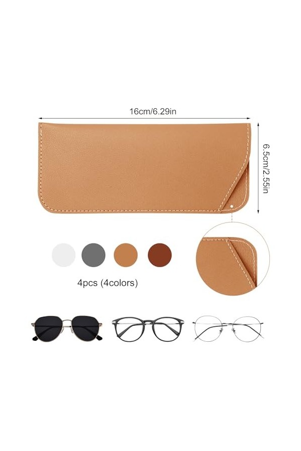 NQEUEPN 4 Pieces Étuis à Lunettes Souples, 6,5 x 16cm Étui à Lunettes de Soleil Souple Étui à Lunettes de Soleil Pochette Sou