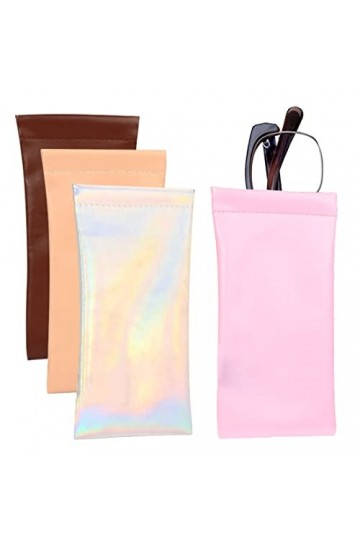 KZTHA 4 Pièces Étui à lunettes souple en pack fermoir à cliquet un similicuir doux qui protège vos lunettes