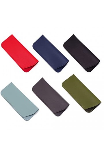 SYXLS Lot de 6 Étuis à Lunettes en Cuir Souple, Étuis à Lunettes de Soleil Portables en Cuir, Étui à Lunettes de Soleil Simpl