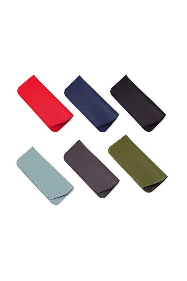 SYXLS Lot de 6 Étuis à Lunettes en Cuir Souple, Étuis à Lunettes de Soleil Portables en Cuir, Étui à Lunettes de Soleil Simpl