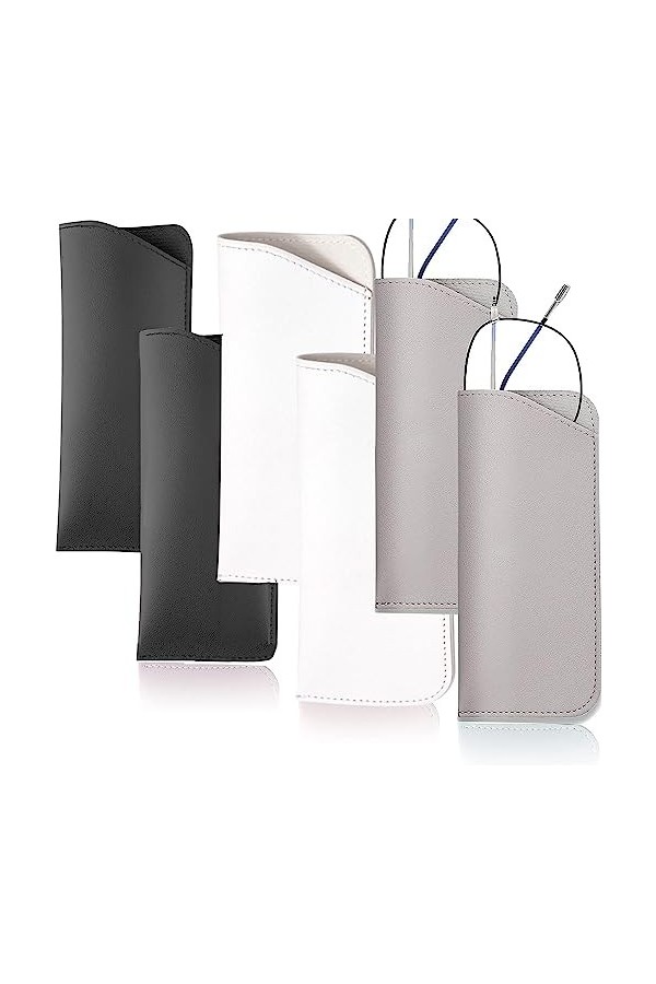 SYXLS Lot de 6 Étuis à Lunettes en Cuir Souple, Étuis à Lunettes de Soleil Portables en Cuir, Étui à Lunettes de Soleil Simpl