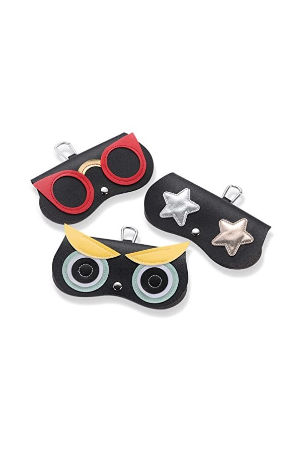 Soleebee Lot de 3 étuis à lunettes en cuir souple et portable pour homme et femme, multicolore, M
