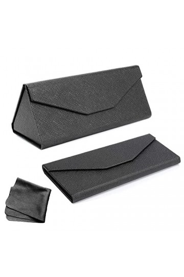 Étui à Lunettes Pliable, Etui à Lunettes de Soleil Avec Chiffon de Nettoyage Portable Etui Lunettes Rigide Coque Rigide pour 