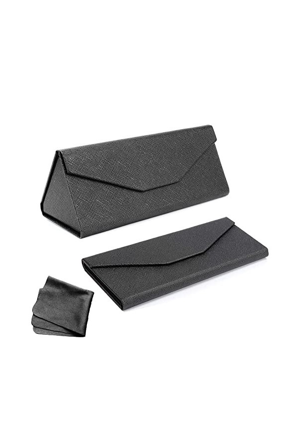 Étui à Lunettes Pliable, Etui à Lunettes de Soleil Avec Chiffon de Nettoyage Portable Etui Lunettes Rigide Coque Rigide pour 