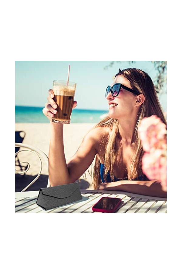 Étui à Lunettes Pliable, Etui à Lunettes de Soleil Avec Chiffon de Nettoyage Portable Etui Lunettes Rigide Coque Rigide pour 