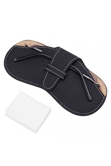 CREATCABIN Étui à Lunettes en Cuir Portable Pochette pour Lunettes Soleil Sac Souple et Fin Squeeze Top Porte-Lunettes avec C