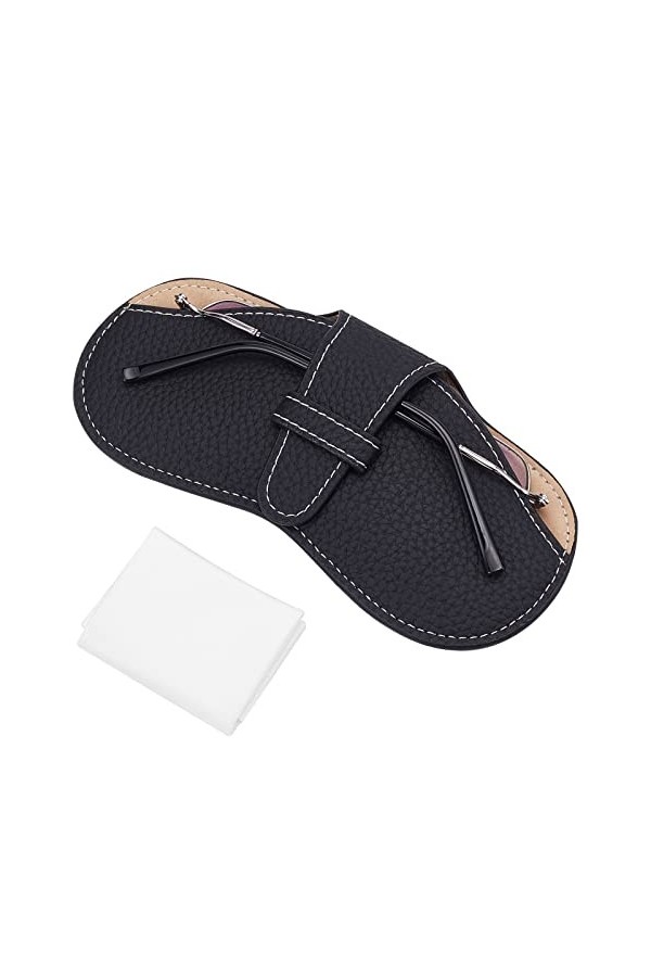 CREATCABIN Étui à Lunettes en Cuir Portable Pochette pour Lunettes Soleil Sac Souple et Fin Squeeze Top Porte-Lunettes avec C