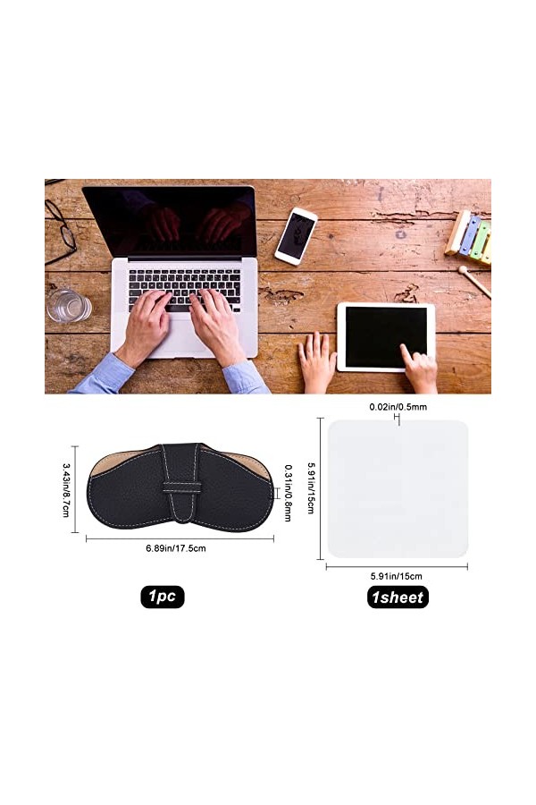 CREATCABIN Étui à Lunettes en Cuir Portable Pochette pour Lunettes Soleil Sac Souple et Fin Squeeze Top Porte-Lunettes avec C