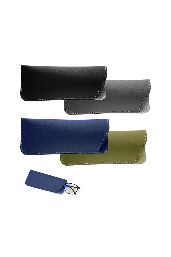 NQEUEPN 4pcs Étuis à Lunettes Souples, 6,5x16cm Étui à Lunettes de Soleil Souple Pochette Souple&nbsp;Étui&nbsp;à&nbsp;Lunettes en Cuir Lune