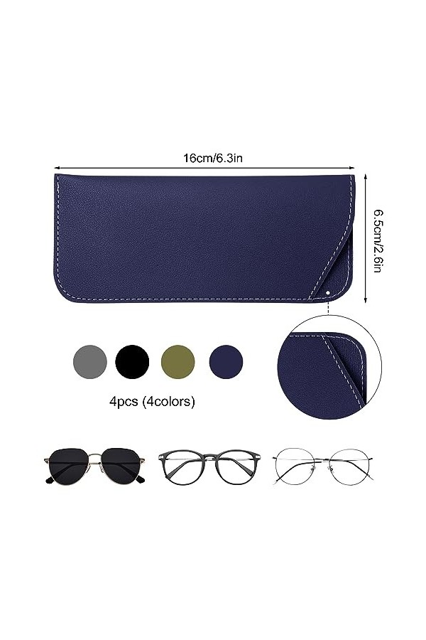 NQEUEPN 4pcs Étuis à Lunettes Souples, 6,5x16cm Étui à Lunettes de Soleil Souple Pochette Souple&nbsp;Étui&nbsp;à&nbsp;Lunettes en Cuir Lune