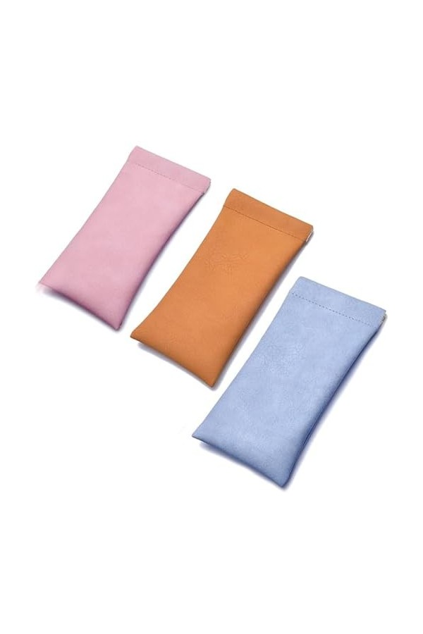 3 Pièces Cuir Boitier Lunettes de Soleil Pochette Étuis à Lunettes Portable Etui à Lunettes de Voyage Etui à Lunettes en Cuir
