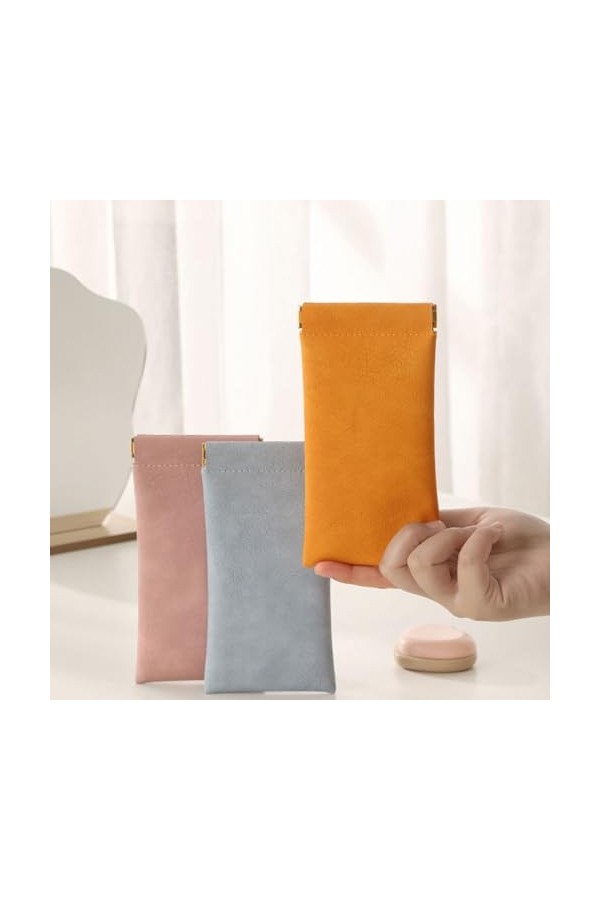 3 Pièces Cuir Boitier Lunettes de Soleil Pochette Étuis à Lunettes Portable Etui à Lunettes de Voyage Etui à Lunettes en Cuir