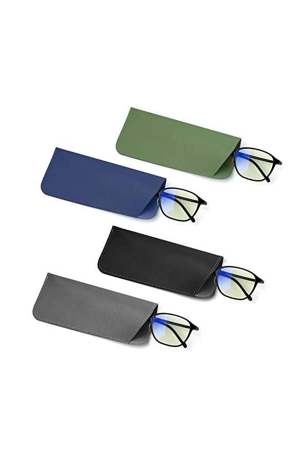 4pcs Étuis à Lunettes Souples, 7,2x17,2cm Souple Étui à Lunettes de Soleil Pochette Étui à Lunettes de Soleil Souple Étui à L