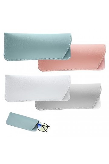 NQEUEPN 4pcs Étuis à Lunettes Souples, 6,5x16cm Étui à Lunettes de Soleil Souple Pochette Souple&nbsp;Étui&nbsp;à&nbsp;Lunettes en Cuir Lune