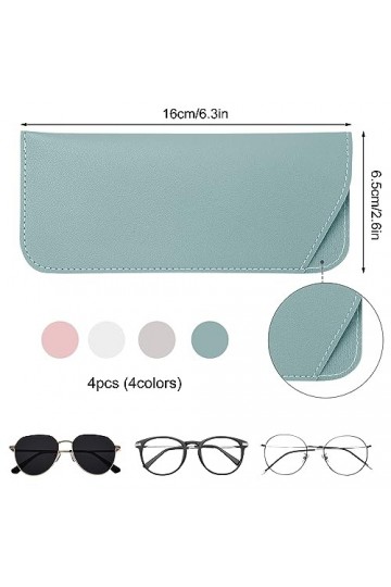 NQEUEPN 4pcs Étuis à Lunettes Souples, 6,5x16cm Étui à Lunettes de Soleil Souple Pochette Souple&nbsp;Étui&nbsp;à&nbsp;Lunettes en Cuir Lune