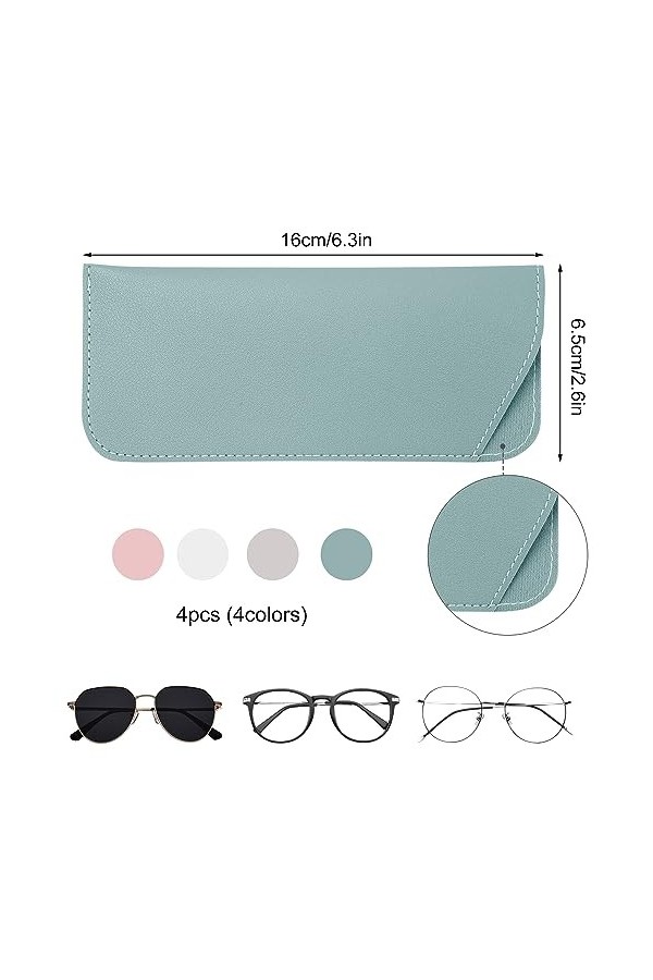 NQEUEPN 4pcs Étuis à Lunettes Souples, 6,5x16cm Étui à Lunettes de Soleil Souple Pochette Souple&nbsp;Étui&nbsp;à&nbsp;Lunettes en Cuir Lune