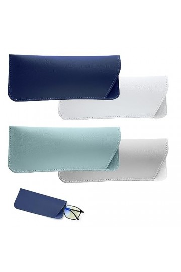 NQEUEPN 4pcs Étuis à Lunettes Souples, 6,5x16cm Étui à Lunettes de Soleil Souple Pochette Souple&nbsp;Étui&nbsp;à&nbsp;Lunettes en Cuir Lune