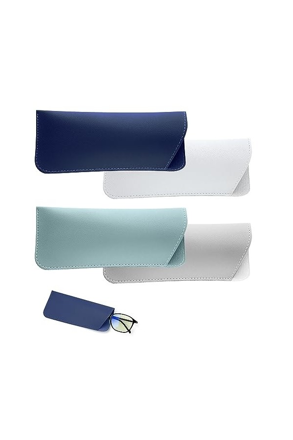 NQEUEPN 4pcs Étuis à Lunettes Souples, 6,5x16cm Étui à Lunettes de Soleil Souple Pochette Souple&nbsp;Étui&nbsp;à&nbsp;Lunettes en Cuir Lune