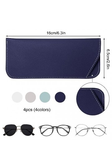 NQEUEPN 4pcs Étuis à Lunettes Souples, 6,5x16cm Étui à Lunettes de Soleil Souple Pochette Souple&nbsp;Étui&nbsp;à&nbsp;Lunettes en Cuir Lune