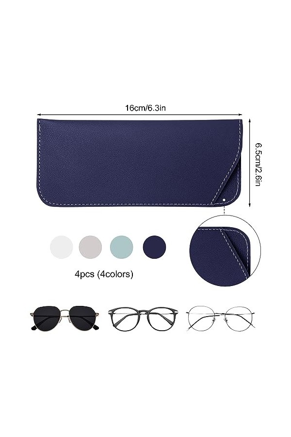 NQEUEPN 4pcs Étuis à Lunettes Souples, 6,5x16cm Étui à Lunettes de Soleil Souple Pochette Souple&nbsp;Étui&nbsp;à&nbsp;Lunettes en Cuir Lune