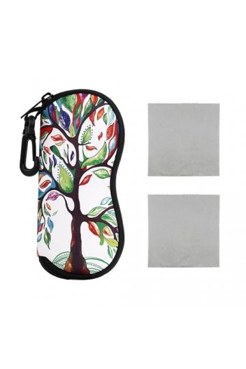 MEMOFYND 1 étui à lunettes, 2 chiffons à lunettes, étui à lunettes de soleil doux, étui à lunettes de protection avec fermetu