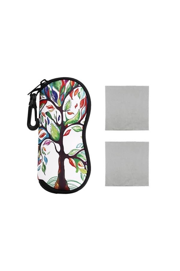 MEMOFYND 1 étui à lunettes, 2 chiffons à lunettes, étui à lunettes de soleil doux, étui à lunettes de protection avec fermetu