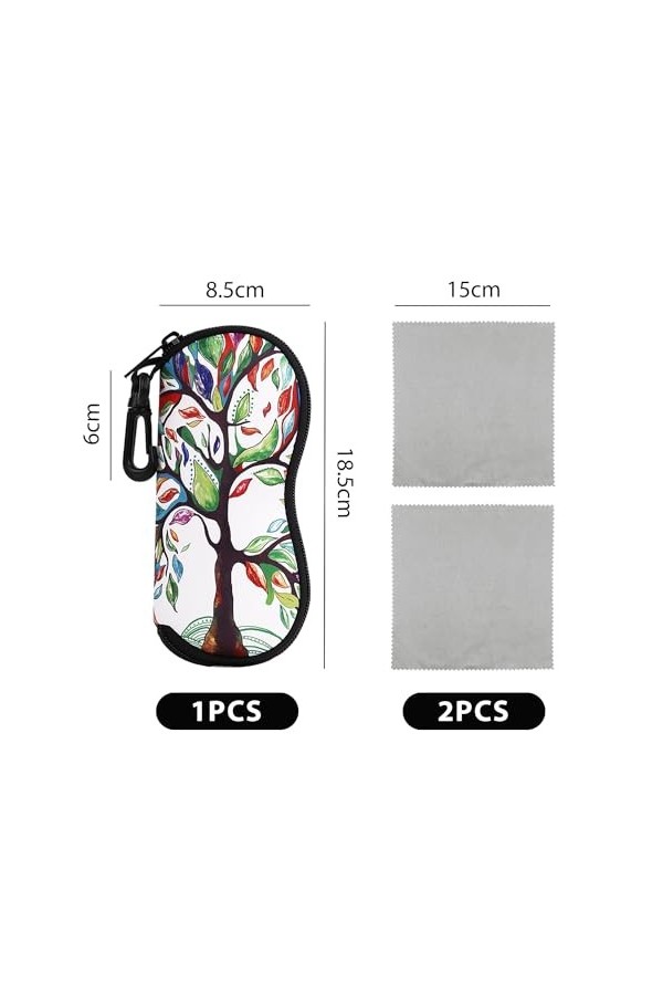 MEMOFYND 1 étui à lunettes, 2 chiffons à lunettes, étui à lunettes de soleil doux, étui à lunettes de protection avec fermetu
