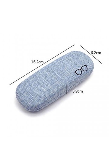 Lot de 2 étuis à lunettes rétro en lin rigide - Bleu et vert