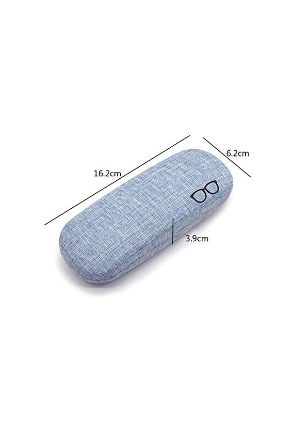 Lot de 2 étuis à lunettes rétro en lin rigide - Bleu et vert