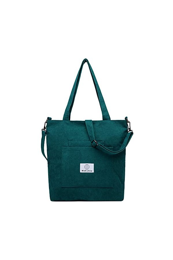 Makukke Sac fourre-tout en velours côtelé - Sac à main pour femme - Grande capacité, gris, Sac fourre-tout en velours côtelé