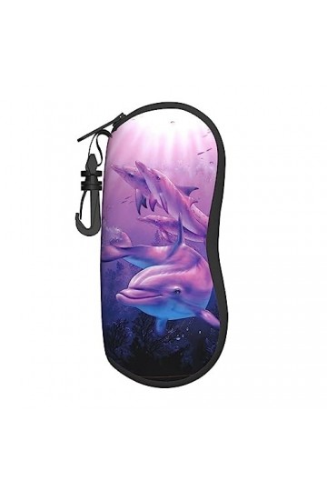 PIXOLE Étui à lunettes unisexe avec imprimé libellule simple, étui de protection pour lunettes de soleil, Dauphins Art, taill