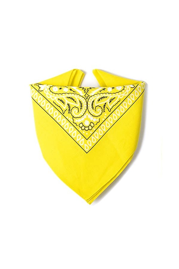 ...KARL LOVEN Bandana Jaune 100% Coton Paisley Foulard Fichu Bandeau Tour de Cou Tête Echarpe Pastel Bracelet Homme Femme Enf