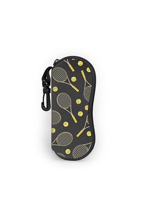 AOOEDM Raquettes de tennis drôles et balles de tennis Étui à lunettes de mode Étui à lunettes de soleil souple Étui à lunette