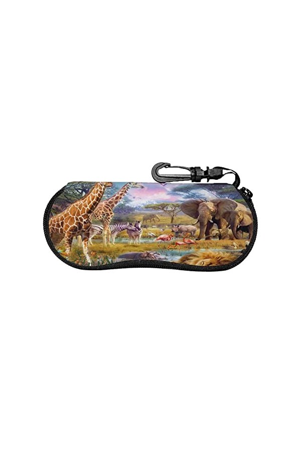 AOOEDM Animaux sauvages étui à lunettes de soleil fermeture éclair Portable étui à lunettes boîte souple avec clip de ceintur